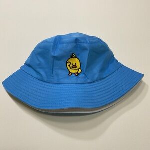 Reversible Embroidered Chick Blue and White Bucket Hat